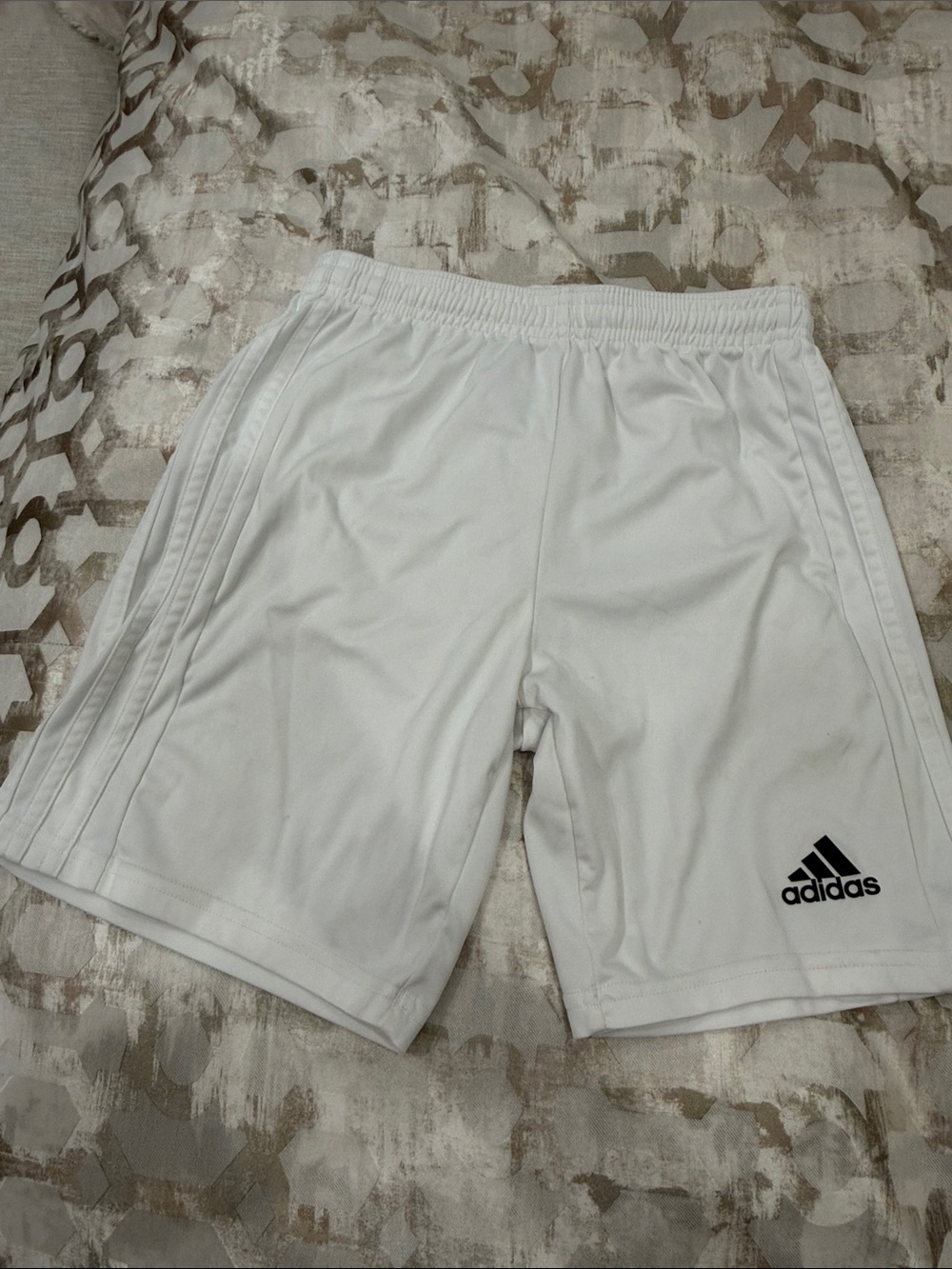 adidas White Kids Athletic Shorts with Black Logo